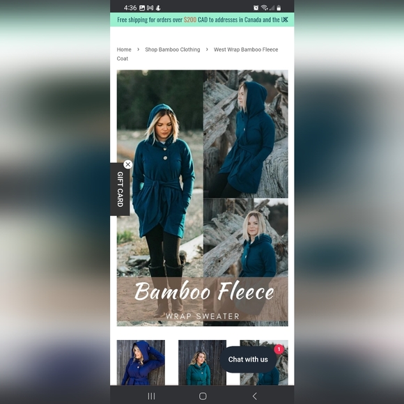 Bamboo Fleece Wrap Coat - Picture 2 of 4